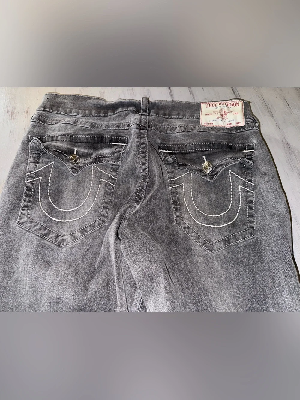 True Religion Ricky Jeans Mens 34 Gray Relaxed Straight Stretch Denim Y2K